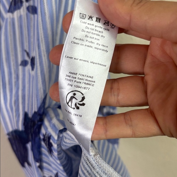 Anne Fontaine Blue Floral Sleeveless Prune Camisole Tank Top size 40 US 6-8 - Picture 2 of 8